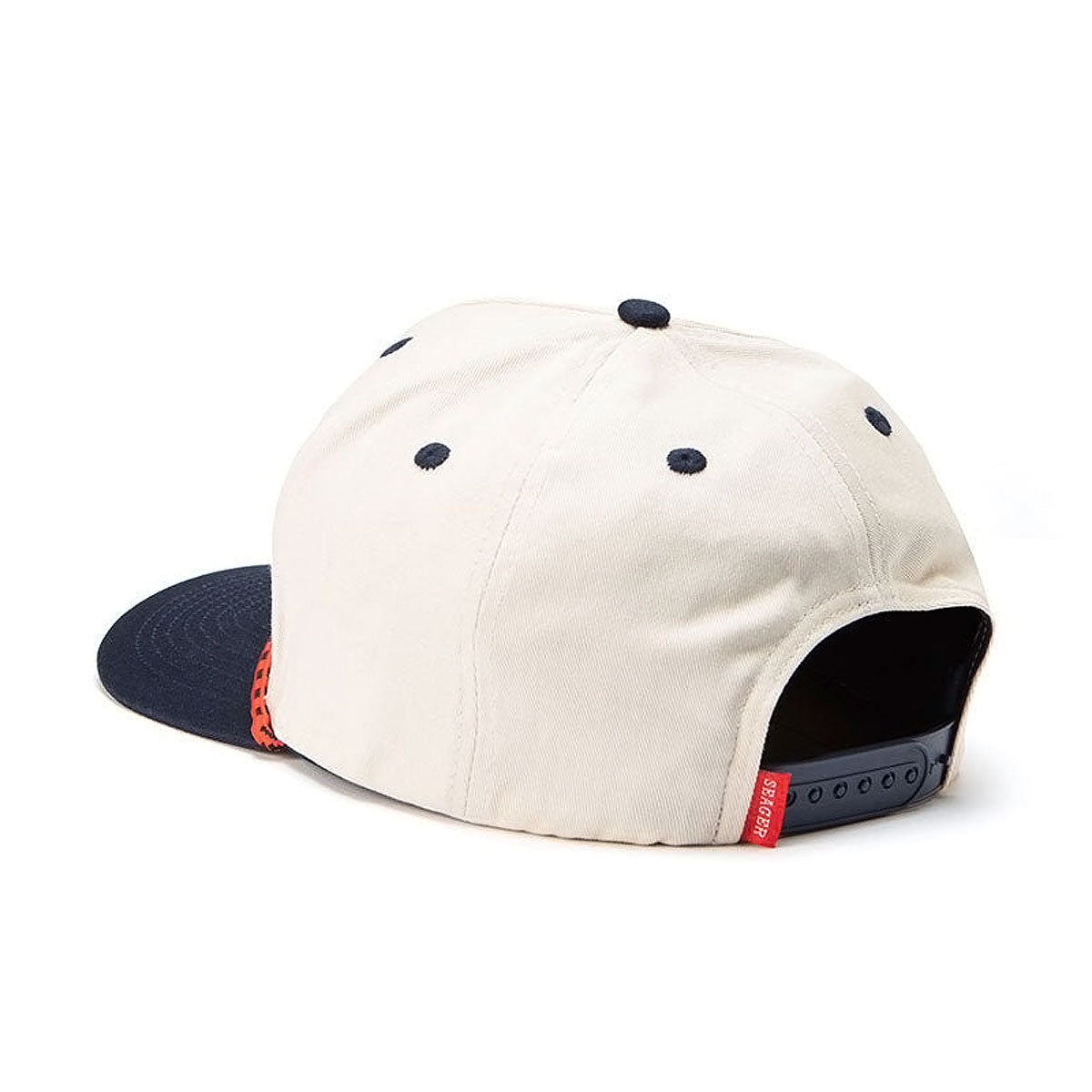 Seager Branded Snapback Hat - Cream/Navy image 2