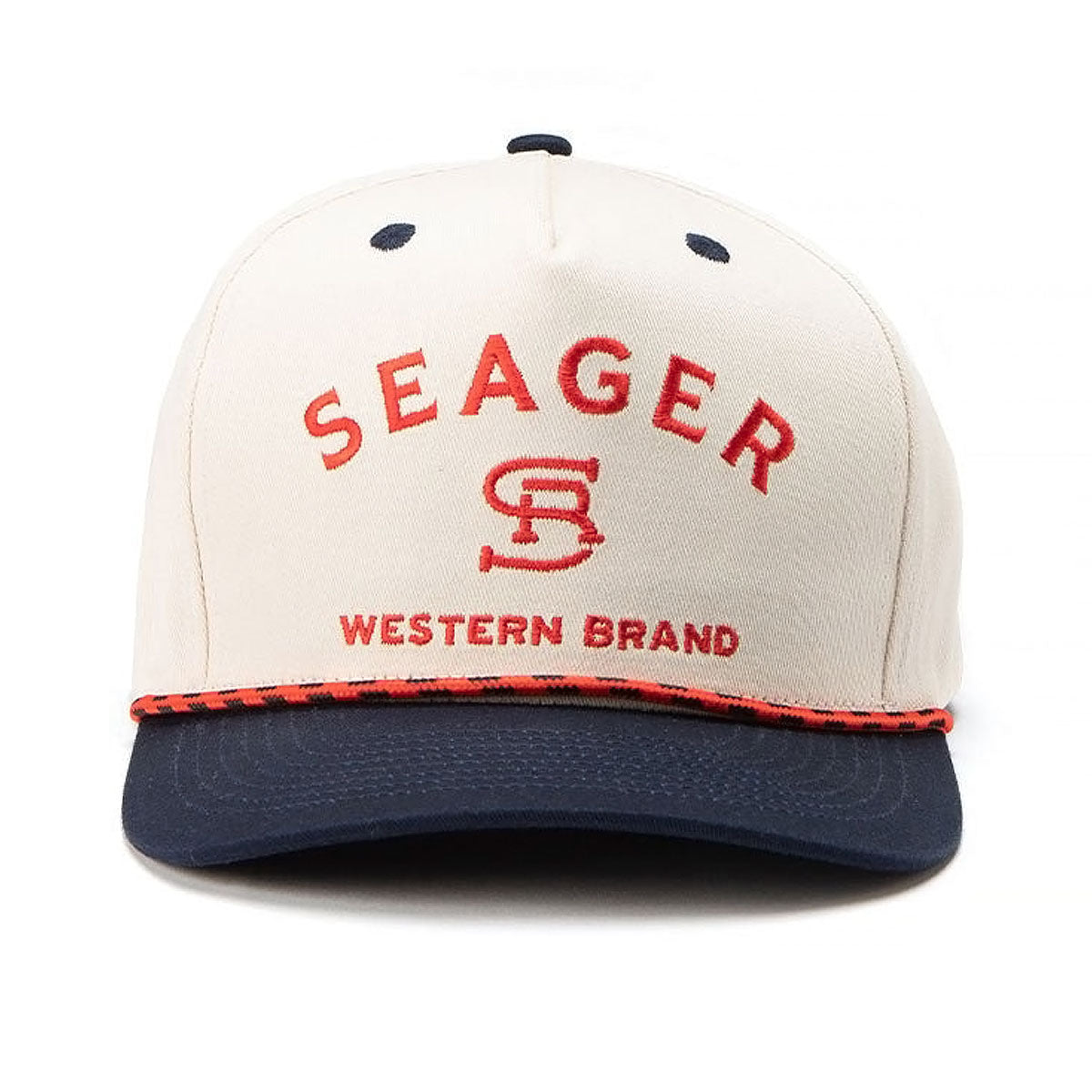 Seager Branded Snapback Hat - Cream/Navy image 3