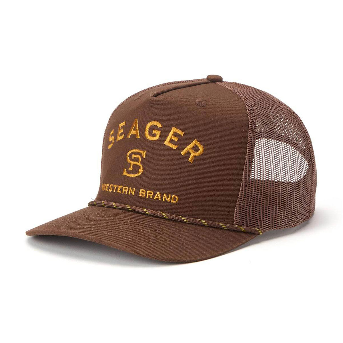 Seager Branded Trucker Snapback Hat - Brown image 1