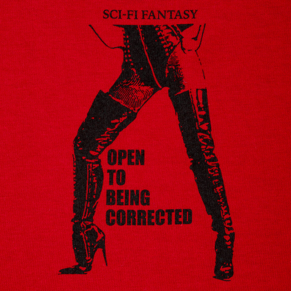 Sci-Fi Fantasy Open To Being Corrected T-Shirt - Red image 2