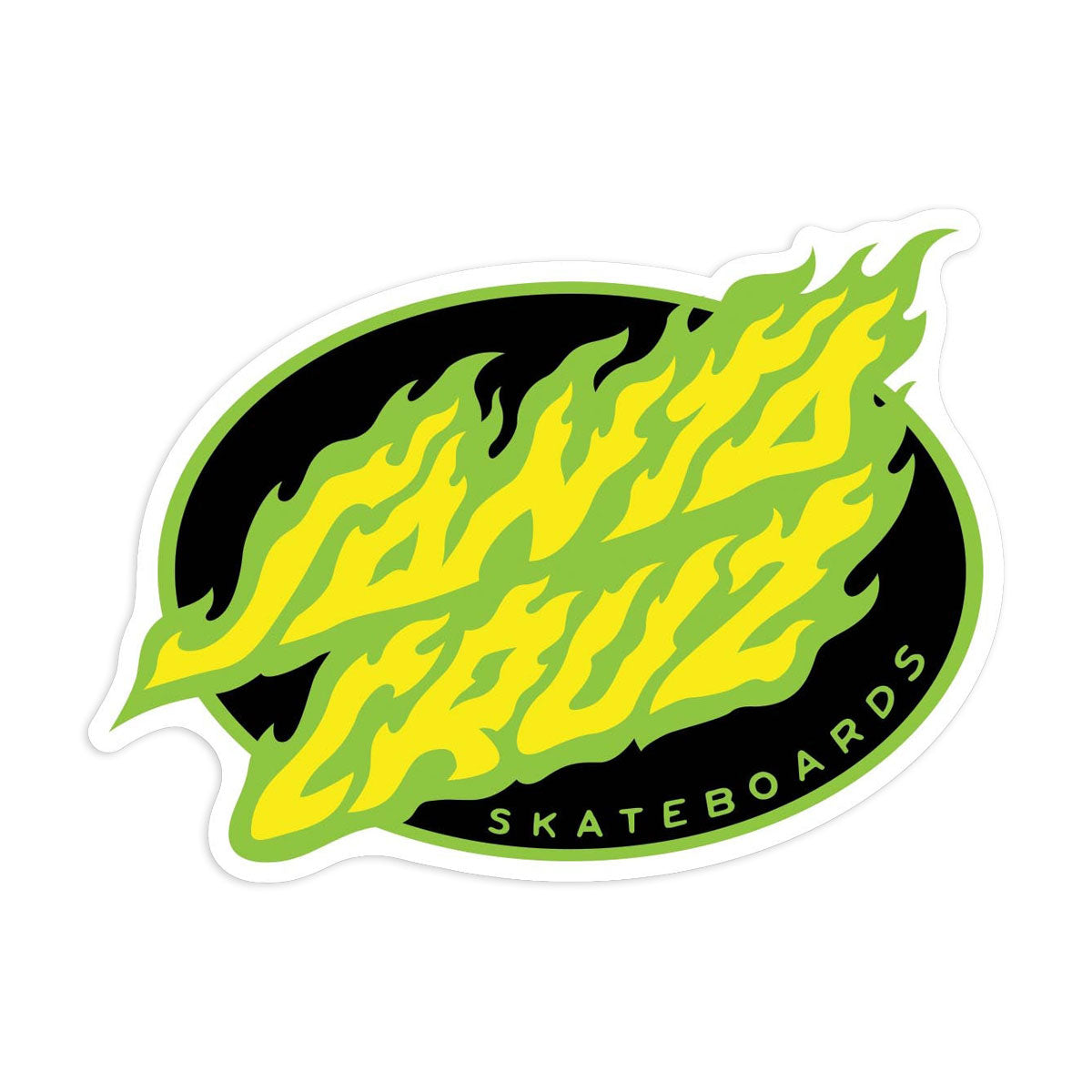 Santa Cruz Oval Flame Dot Vinyl Sticker - White/Green/Yellow image 1