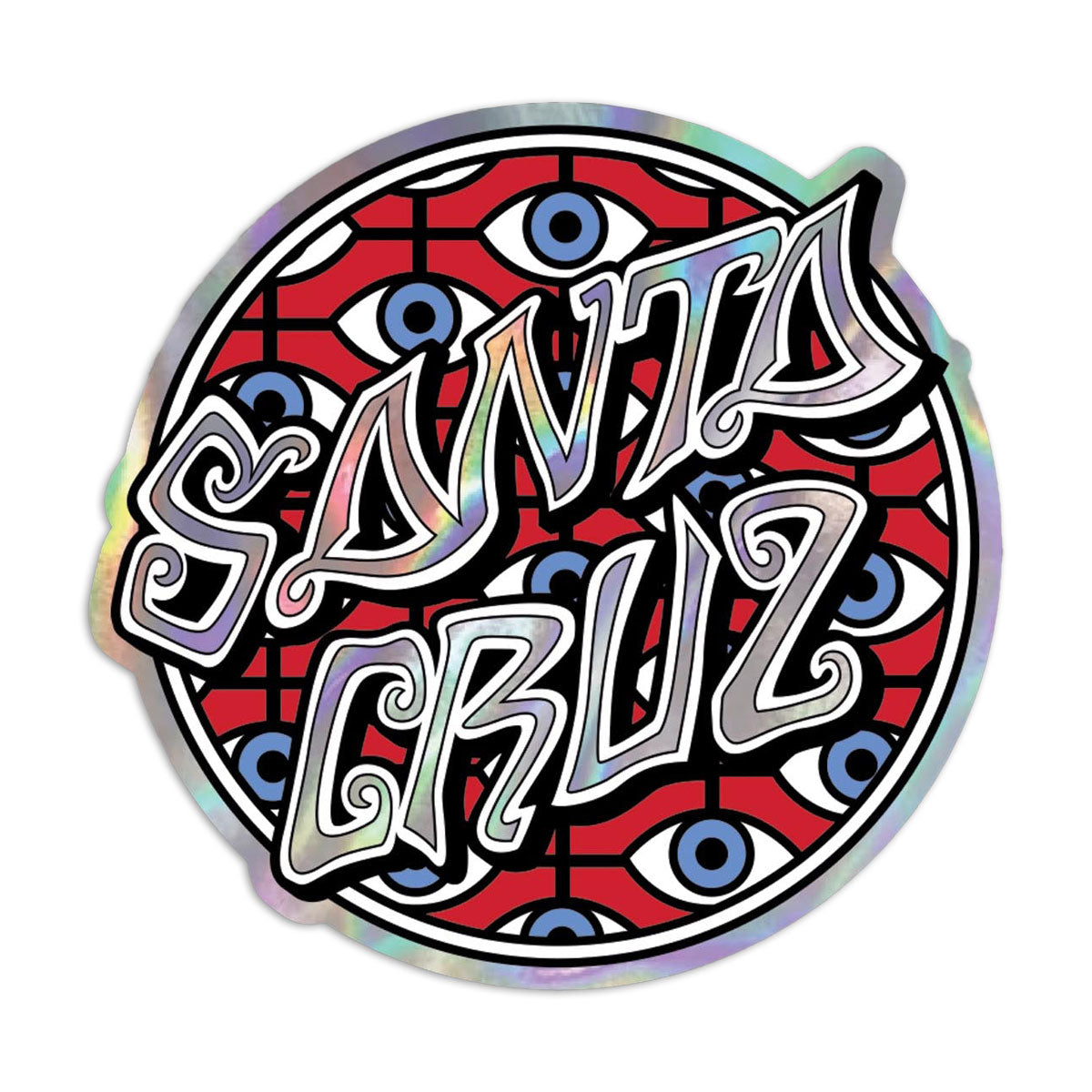 Santa Cruz Salba Eyes Dot Holographic Sticker - Red/Blue image 1