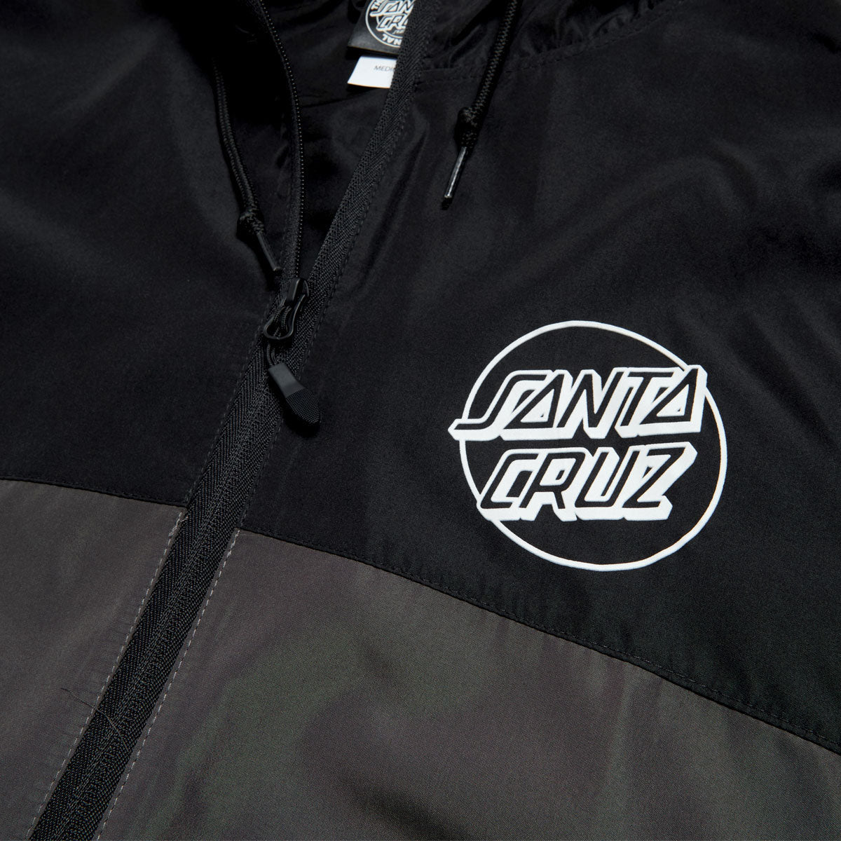 Santa Cruz Opus Dot Chest Hooded Windbreaker Jacket - Black/Graphite image 3
