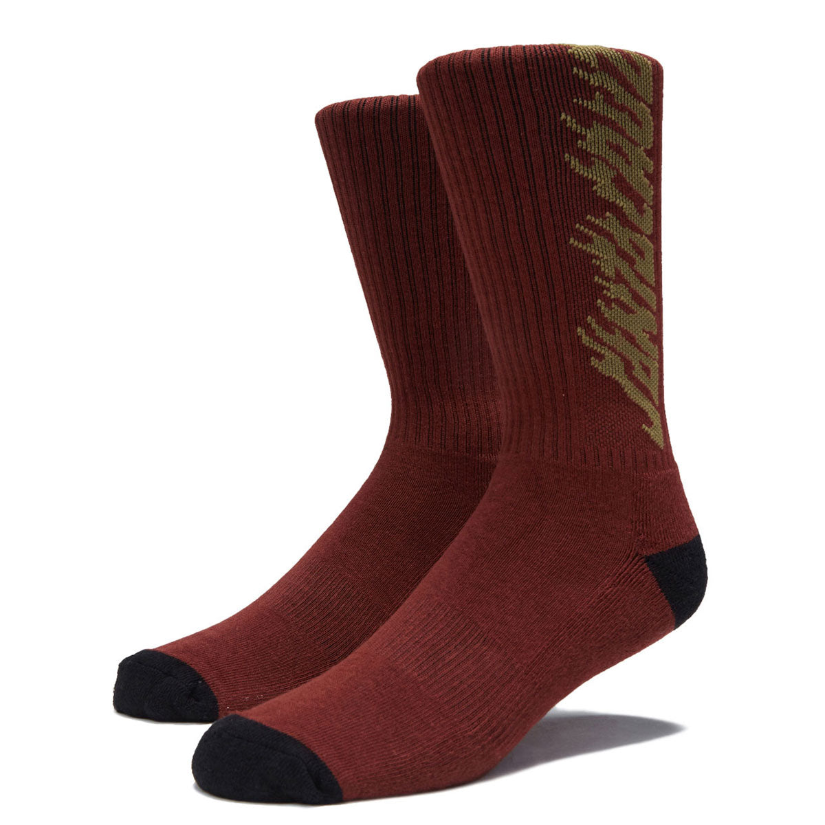 Santa Cruz Solid Flame Strip Crew Socks - Maroon image 1