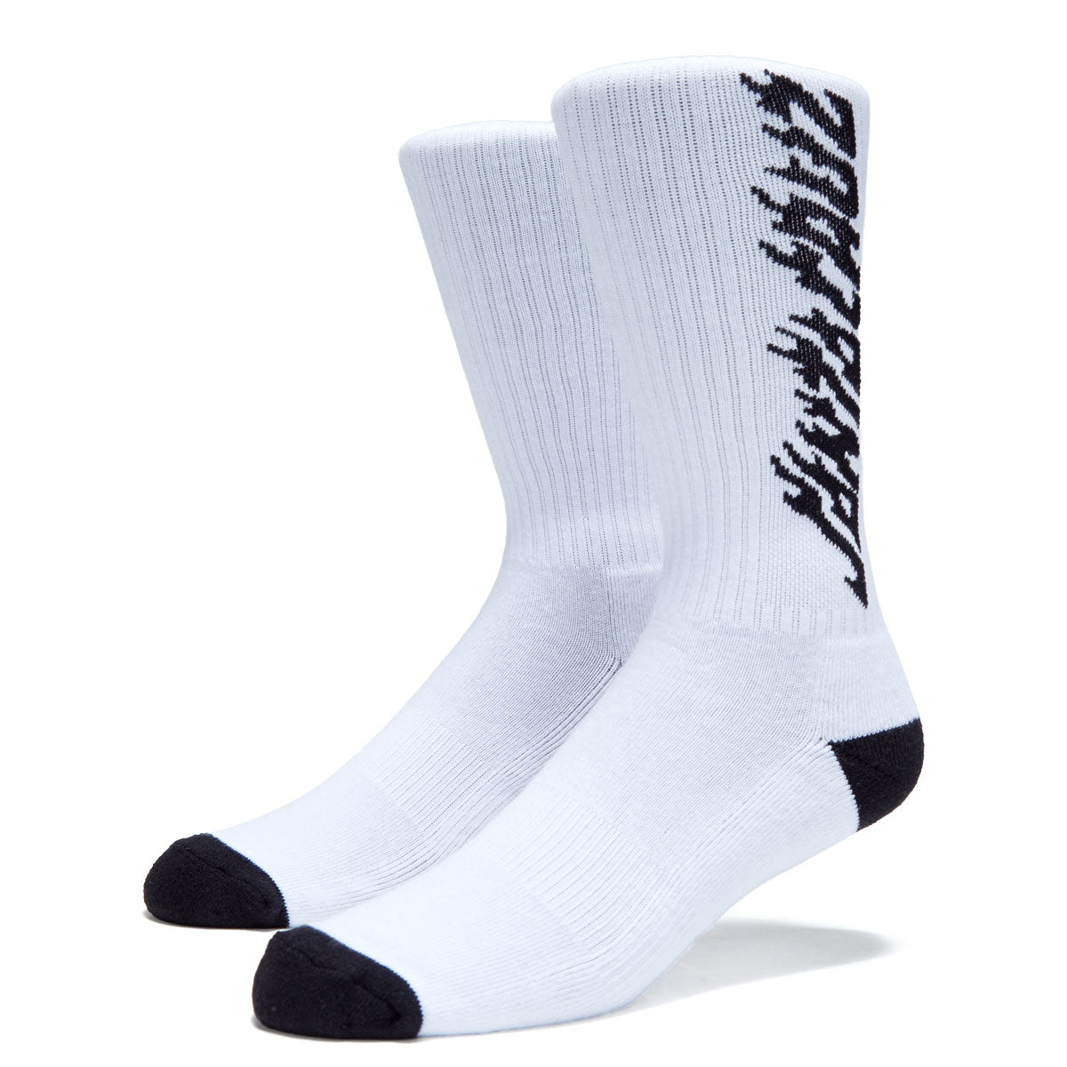 Santa Cruz Solid Flame Strip Crew Socks - White image 1
