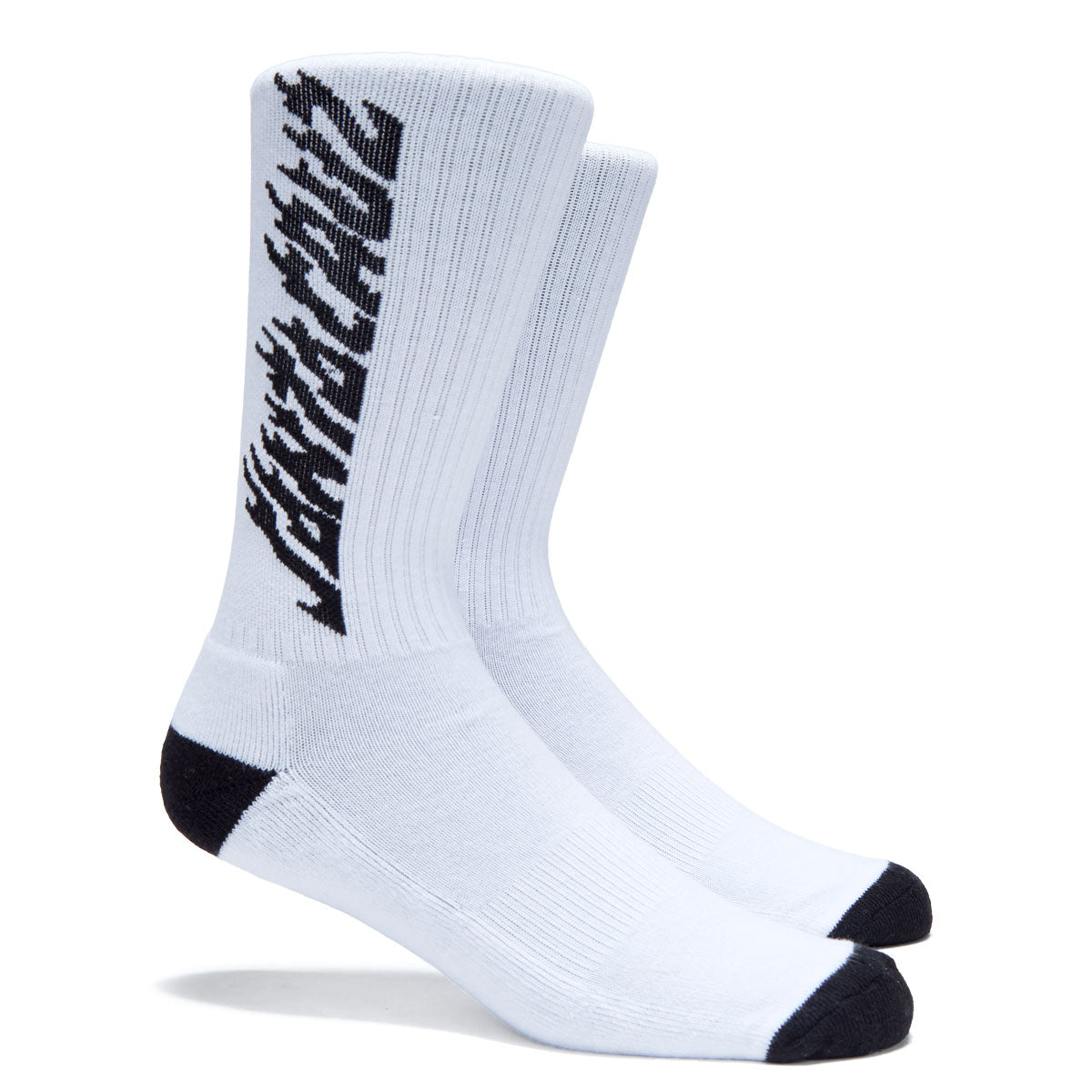 Santa Cruz Solid Flame Strip Crew Socks - White image 2