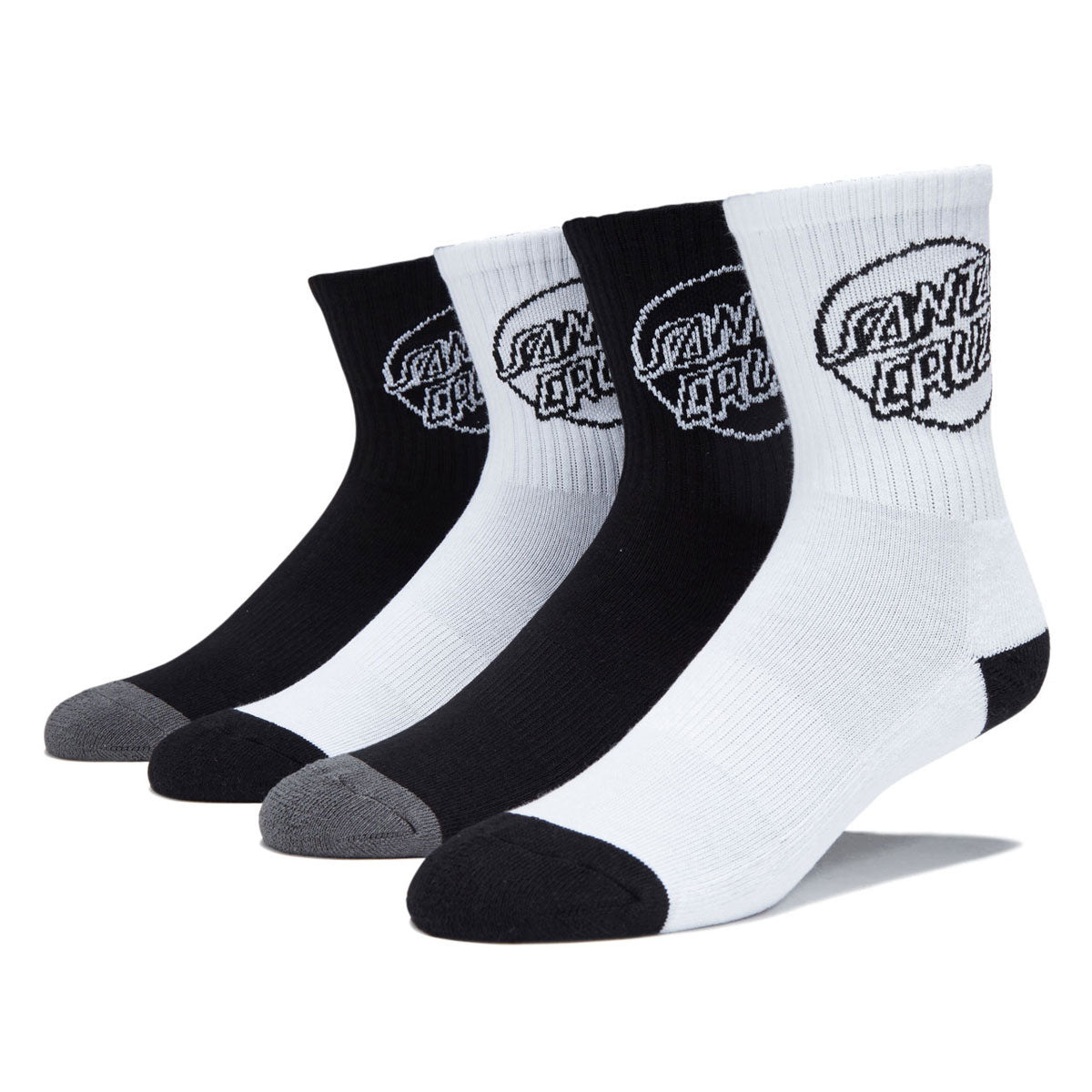 Santa Cruz Youth Opus Strip 4 Pack Of Socks - Black/White image 1