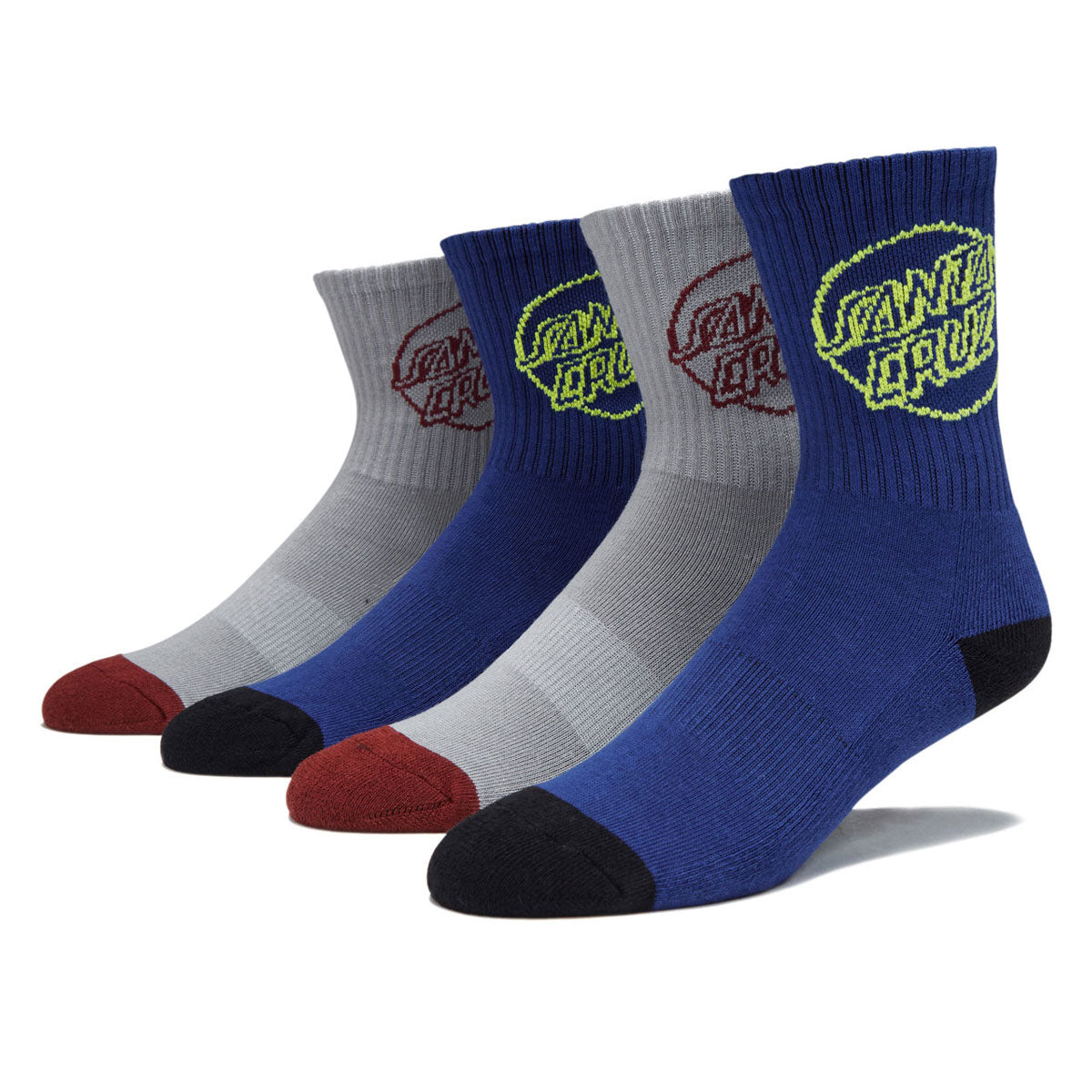 Santa Cruz Youth Opus Strip 4 Pack Of Socks - Grey/Royal image 1