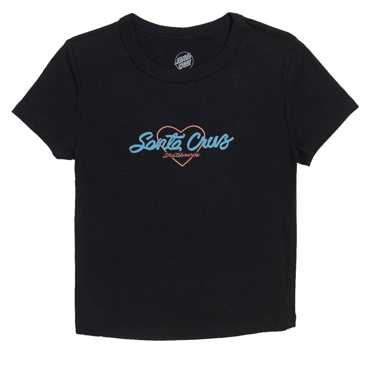 Santa Cruz Womens Love Script Center Cropped T-Shirt - Black image 1