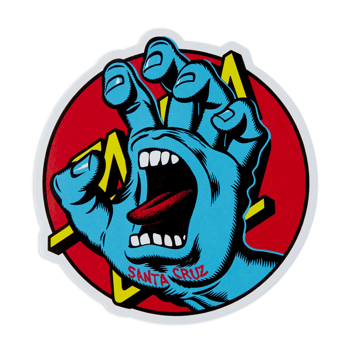 Santa Cruz Hand Dot White Vinyl Sticker - Blue/Red image 1