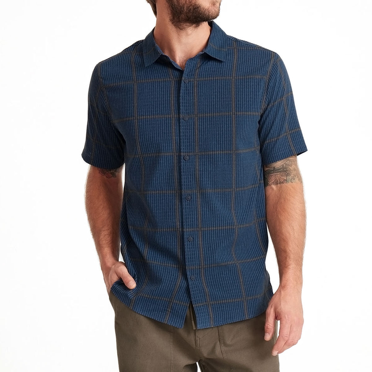 Roark Bless Up Shirt - Navy Plaid image 1