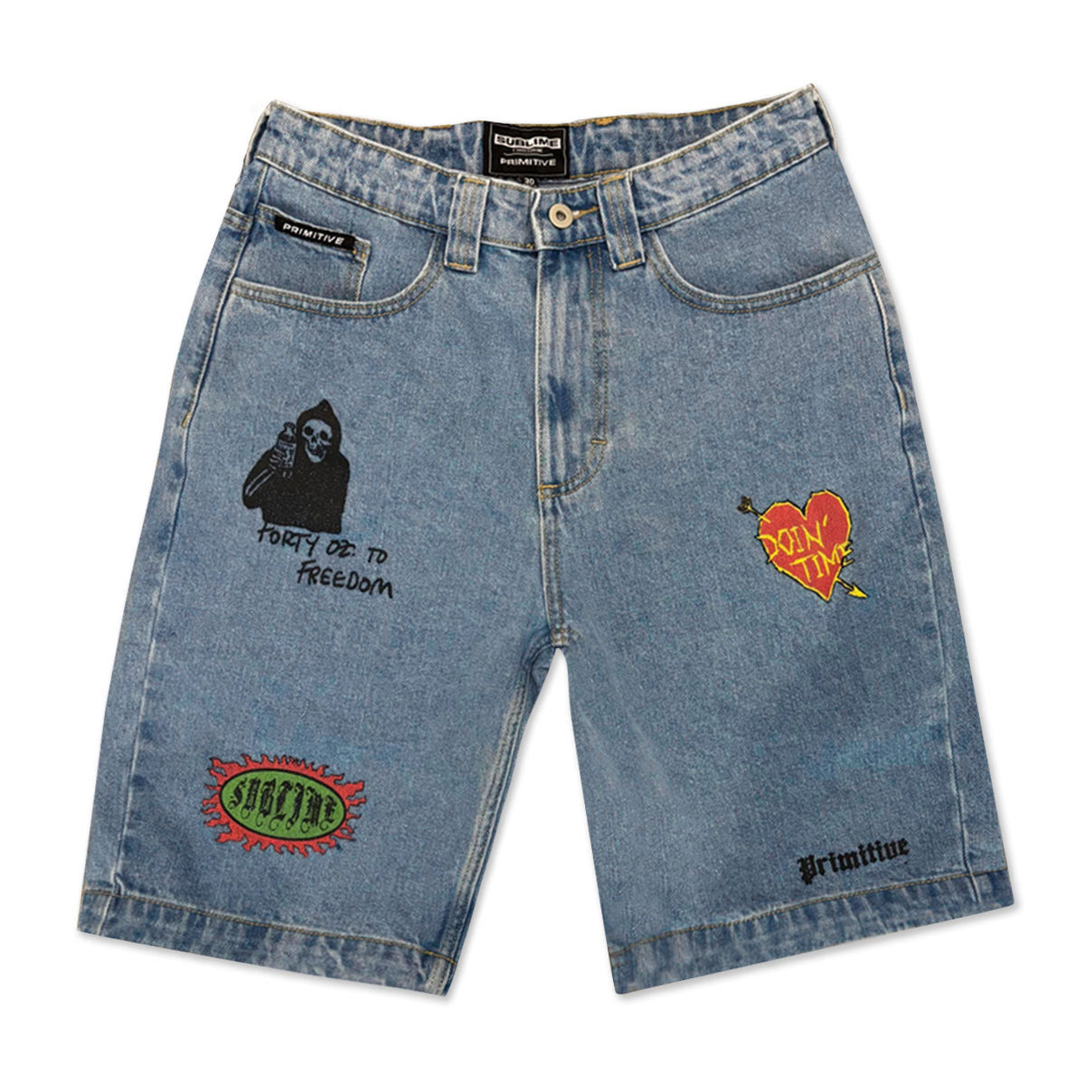 Primitive x Sublime Boardwalk Denim Shorts - Light Blue image 1