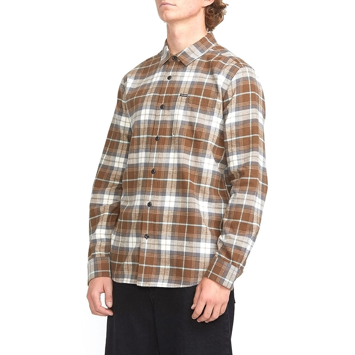 Volcom Caden Plaid Long Sleeve Shirt - Dark Earth image 3