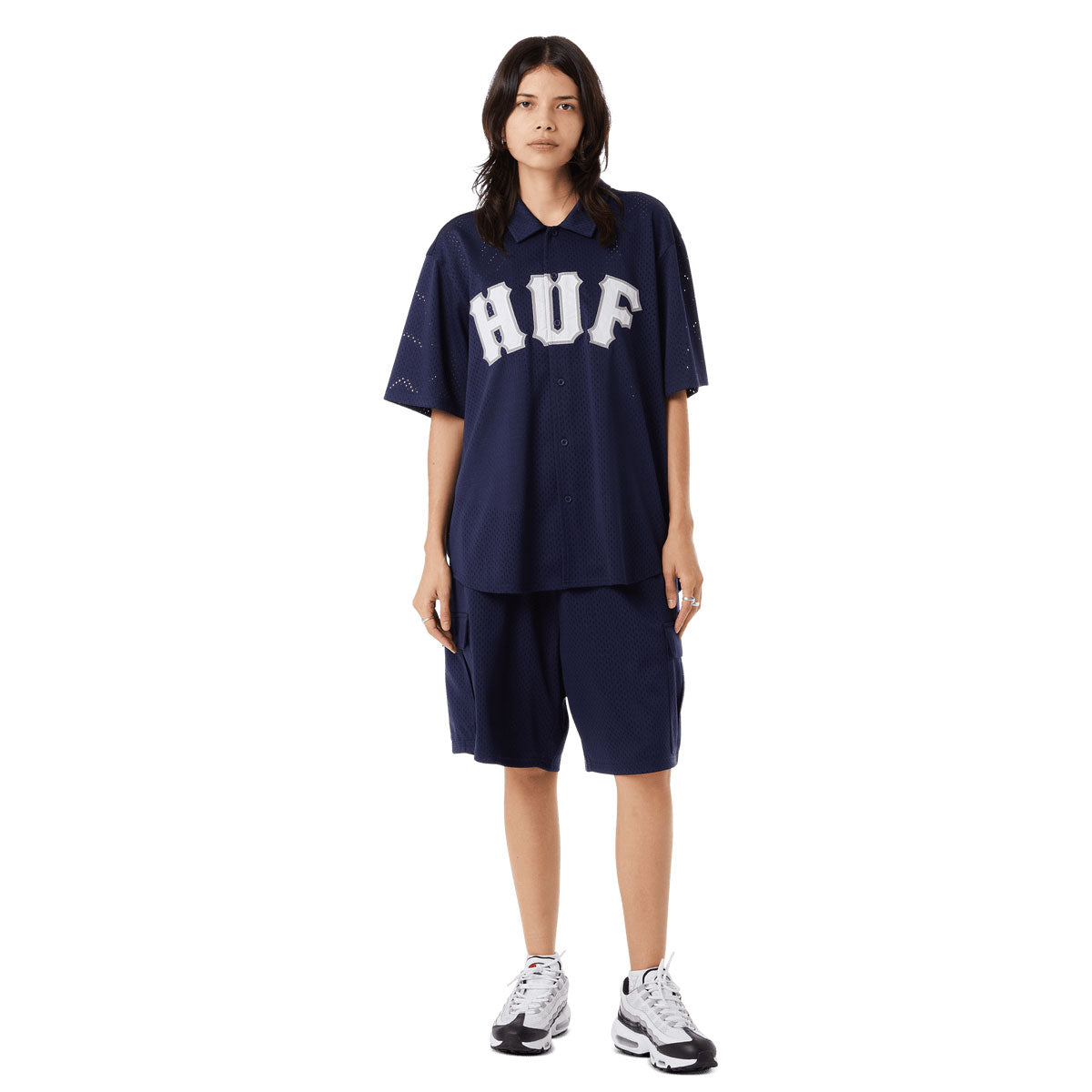 HUF Arch Mesh Button Up Shirt - Navy image 5