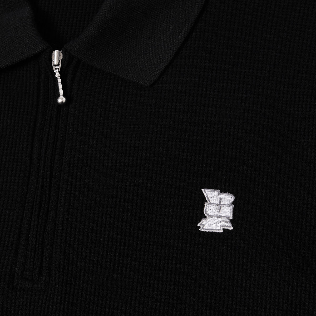 HUF Waffle Knit Contrast Polo Shirt - Black image 3