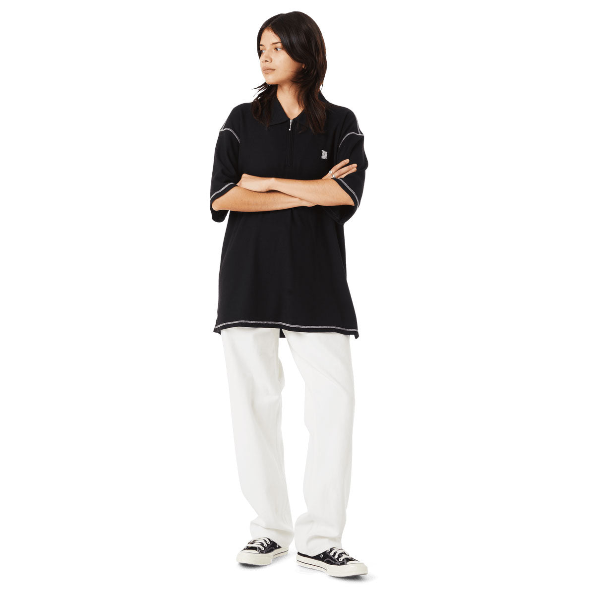 HUF Waffle Knit Contrast Polo Shirt - Black image 5
