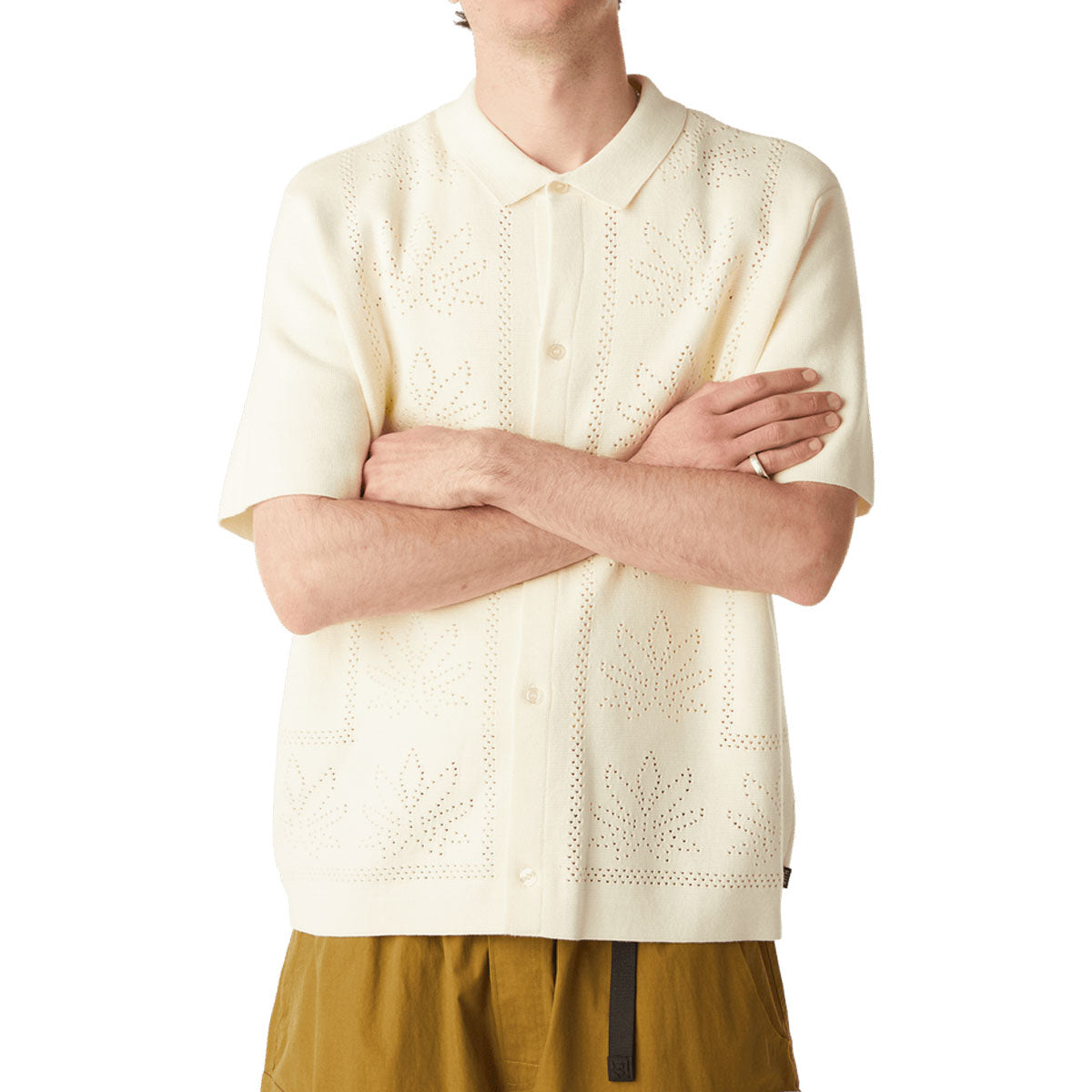 HUF Plantlife Perforated Knit Shirt - Natural image 1