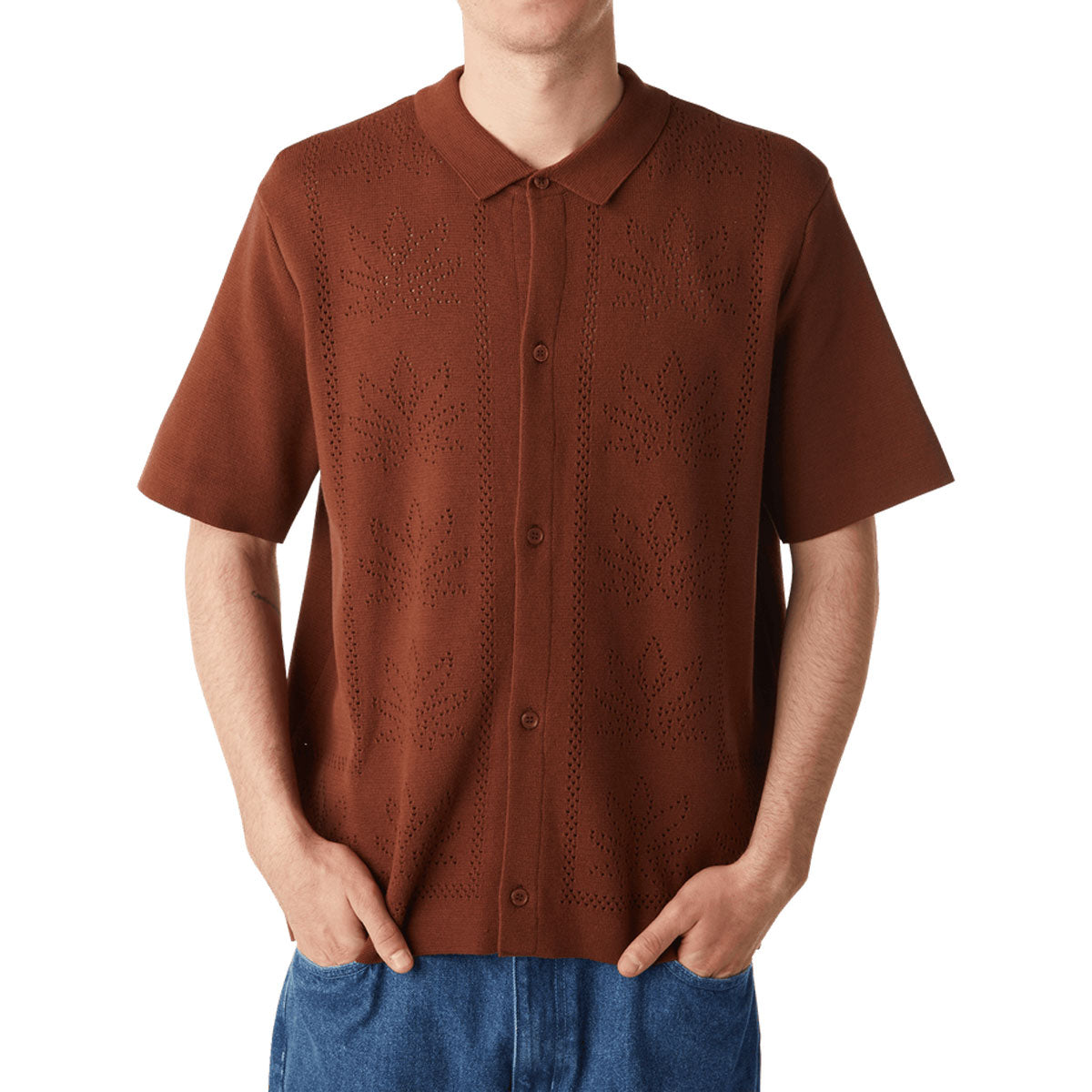 HUF Plantlife Perforated Knit Shirt - Sierra image 1