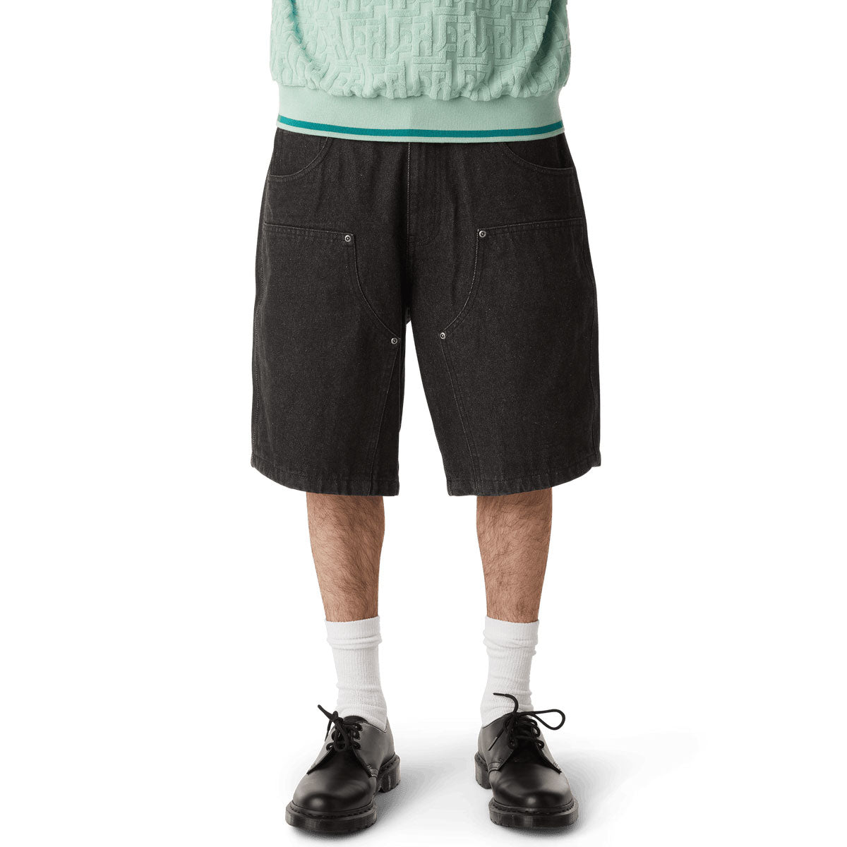 HUF Classic H Double Knee Denim Shorts - Black Denim image 3