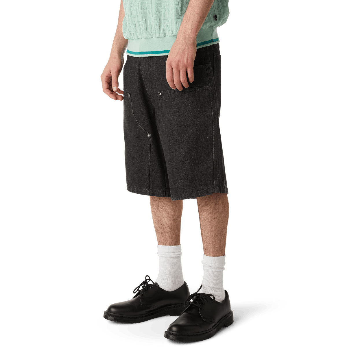 HUF Classic H Double Knee Denim Shorts - Black Denim image 4