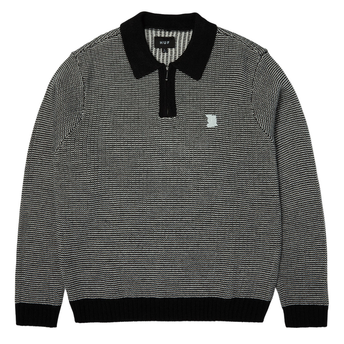 HUF Megablast Two Tone Waffle Sweater - Black/White image 2