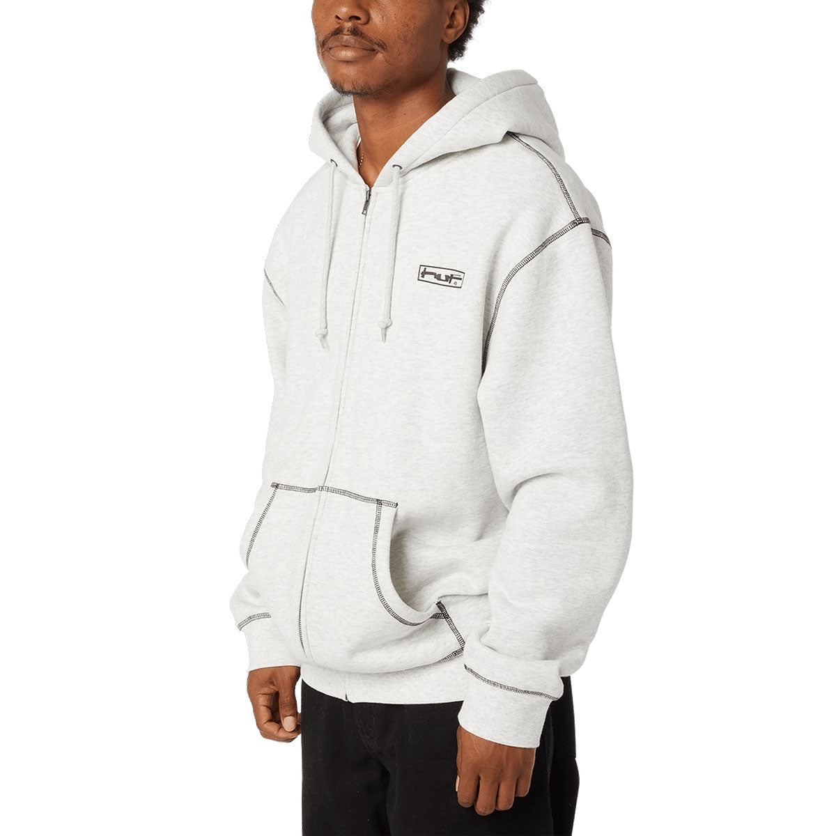 HUF Stretch Zip Up Hoodie - Ash image 4