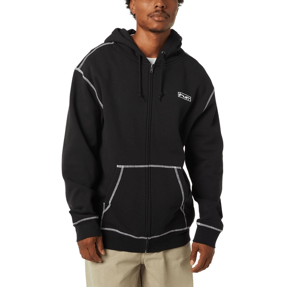 HUF Stretch Zip Up Hoodie - Black image 3