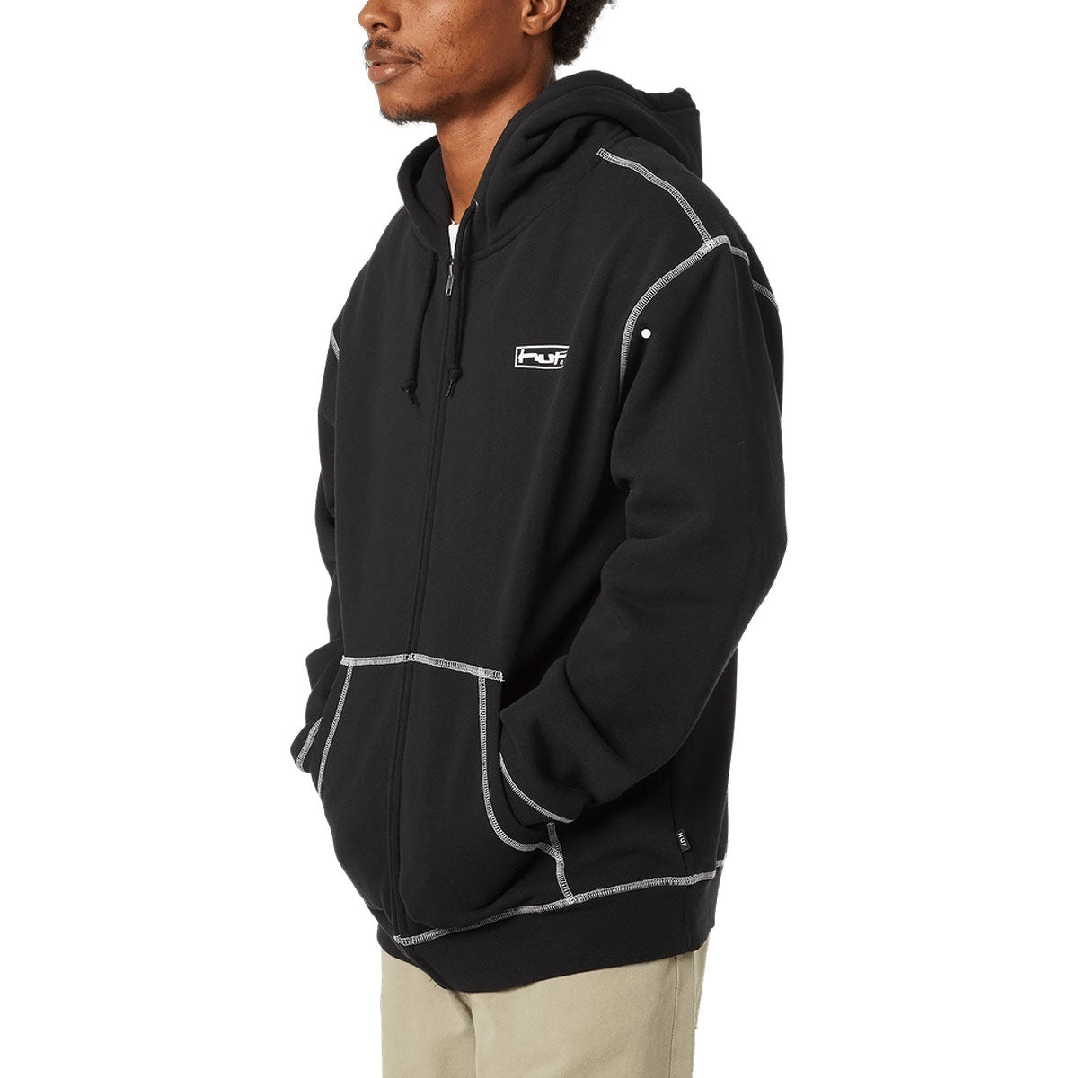 HUF Stretch Zip Up Hoodie - Black image 4