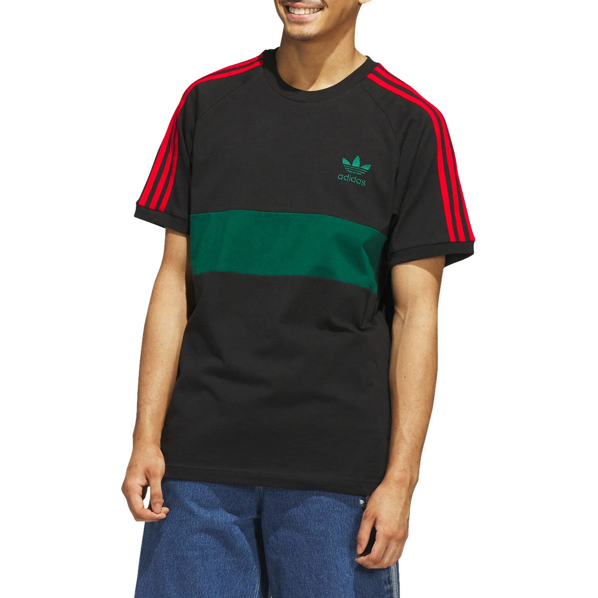 Adidas 3s Panel T-Shirt - Black/Core Green image 1