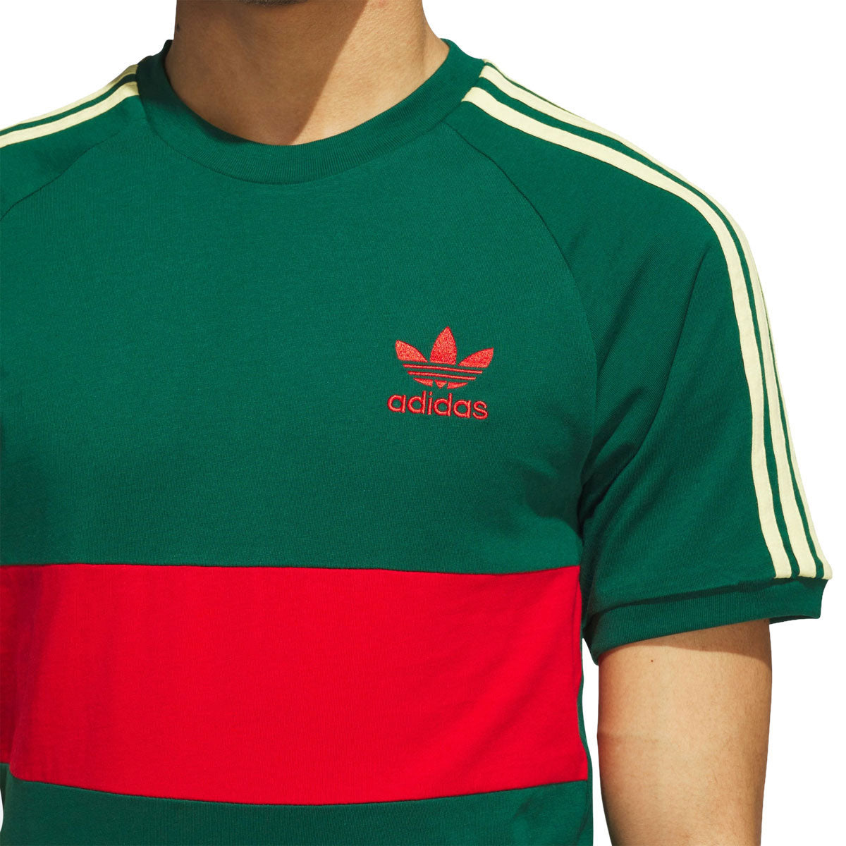 Adidas 3s Panel T-Shirt - Core Green/Better Scarlet image 3
