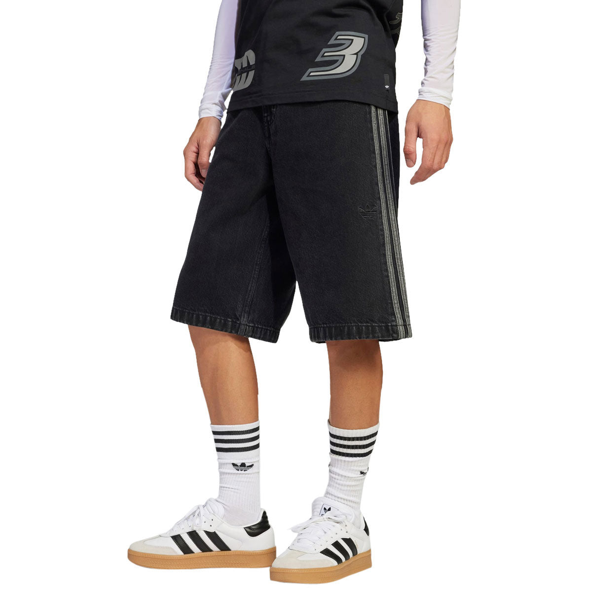 Adidas Denim Firebird Shorts - True Black Denim image 2
