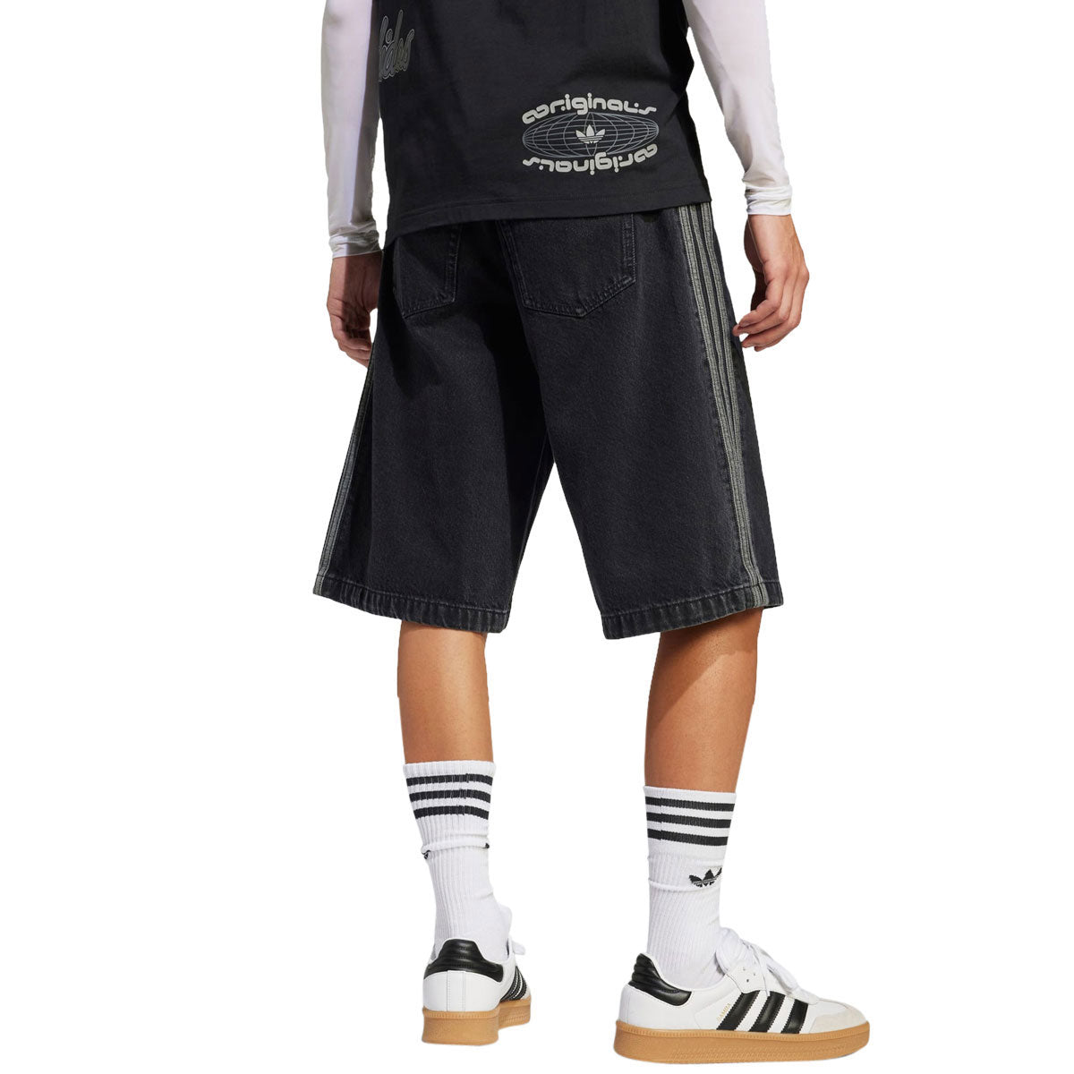 Adidas Denim Firebird Shorts - True Black Denim image 3