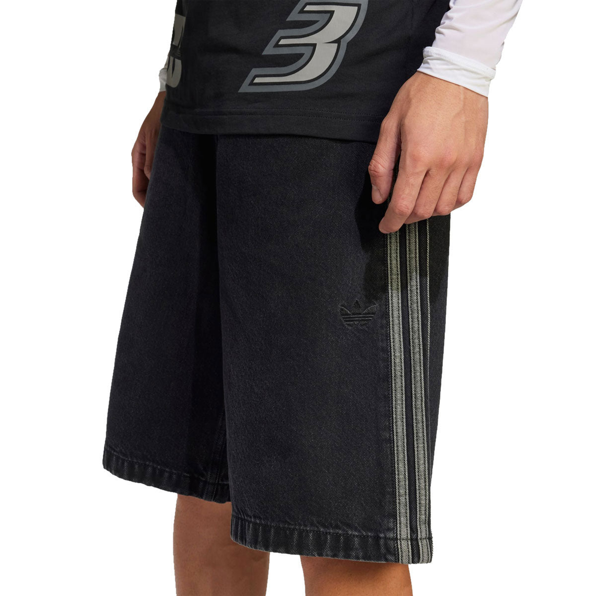 Adidas Denim Firebird Shorts - True Black Denim image 4