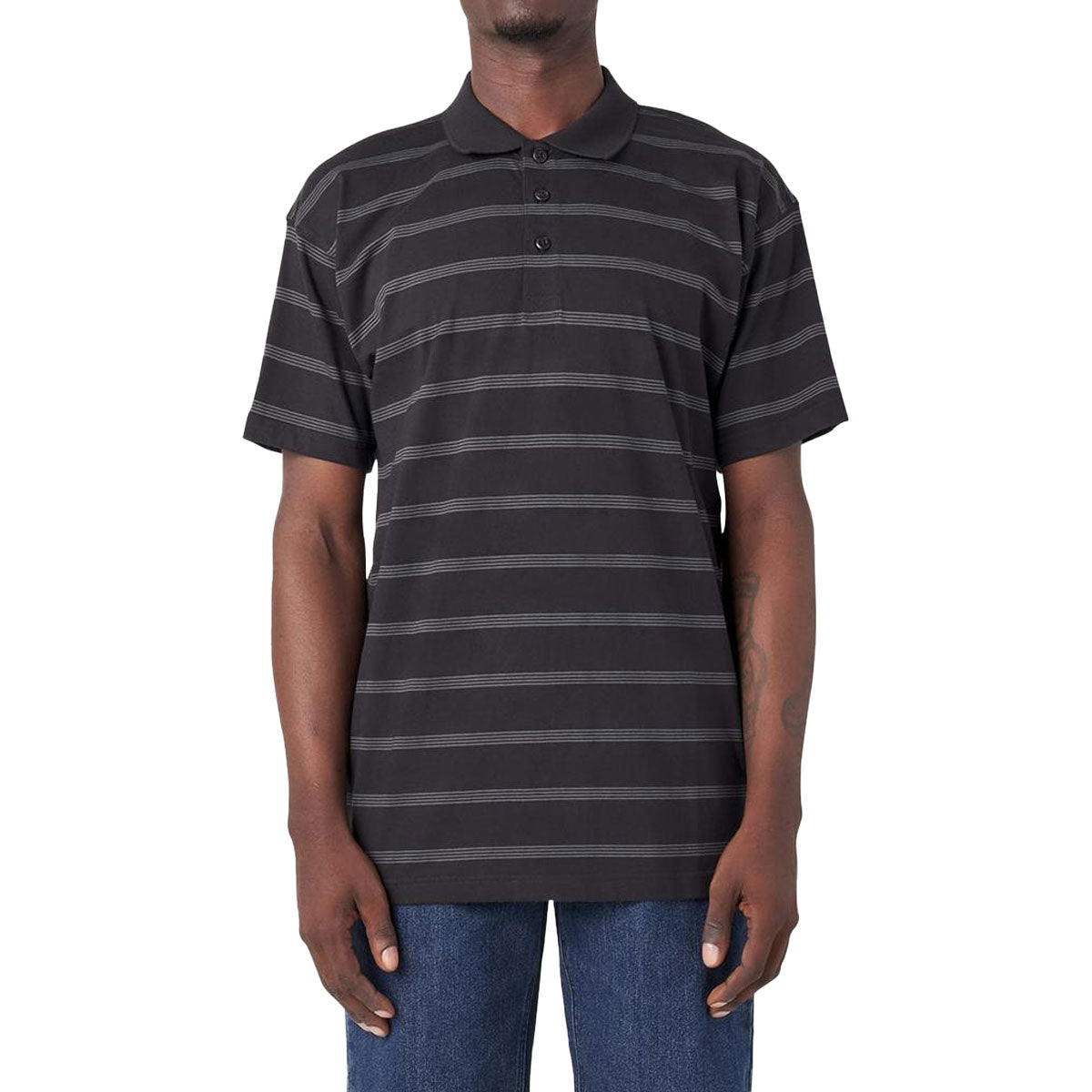 Dickies Skate Temp-IQ Christainburg Polo Shirt - Black Tonal Tri Stripe image 1