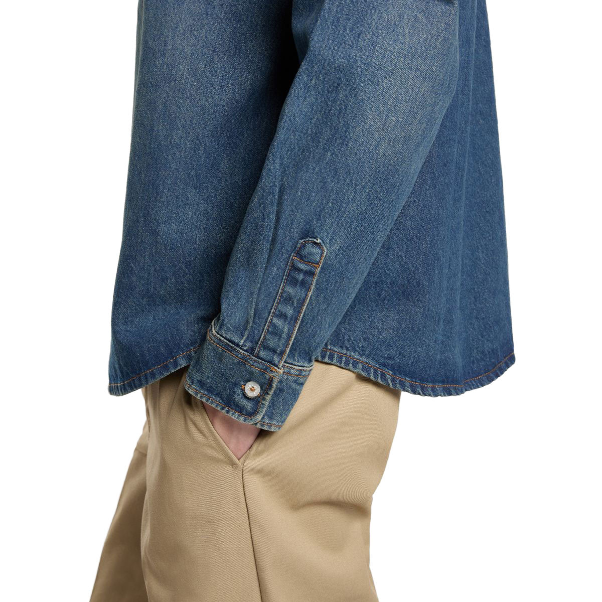 Dickies Mechanic Denim Long Sleeve Shirt - Khaki Tinited Blue image 4