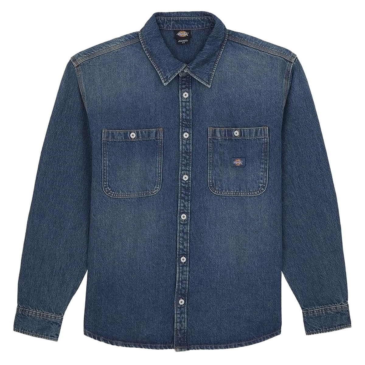 Dickies Mechanic Denim Long Sleeve Shirt - Khaki Tinited Blue image 5