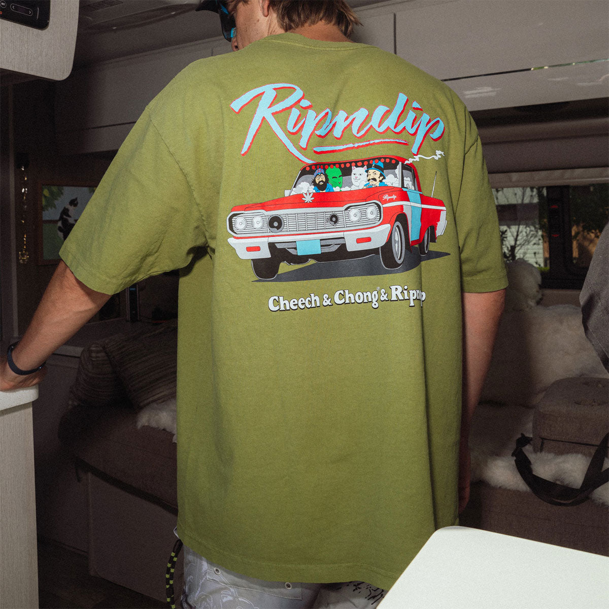 RIPNDIP x Cheech & Chong Riders T-Shirt - Light Forest image 4
