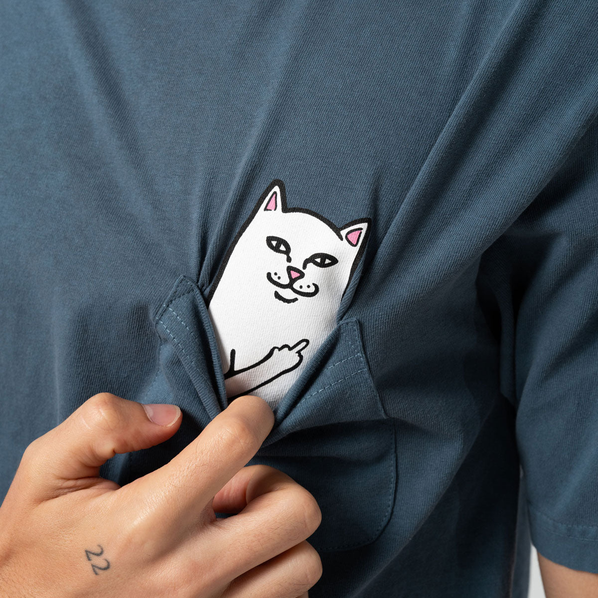 RIPNDIP Lord Nermal Pocket T-Shirt - Slate Mineral Wash image 2