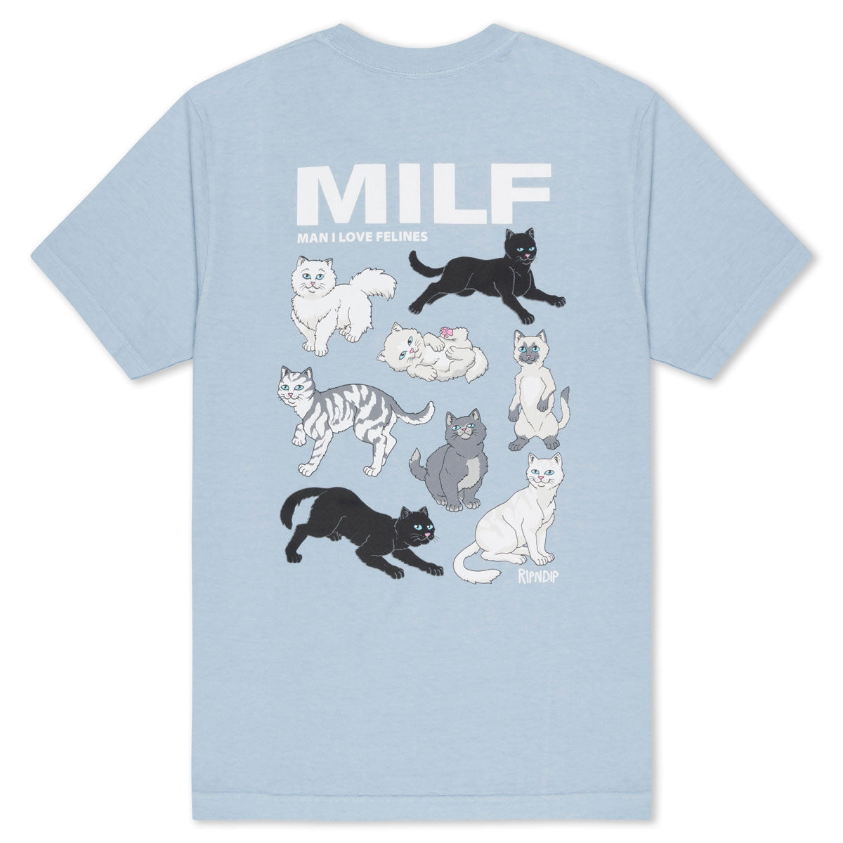 RIPNDIP Man I Love Felines T-Shirt - Powder Blue image 1