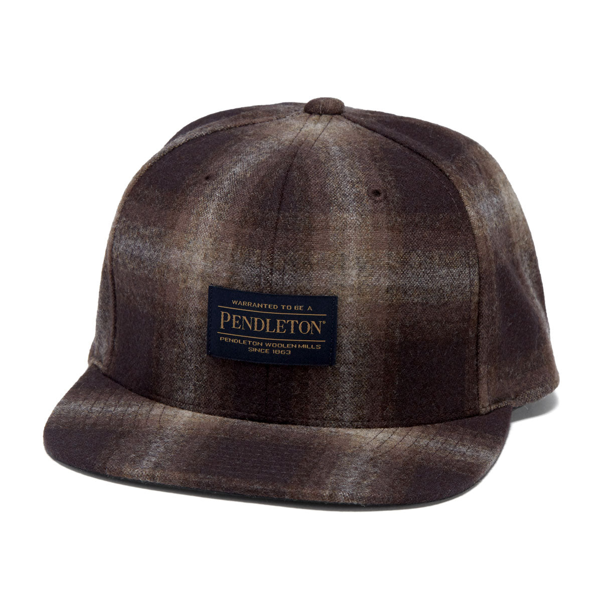 Pendleton Plaid Flat Brim Hat - Brown Mix Ombre image 1
