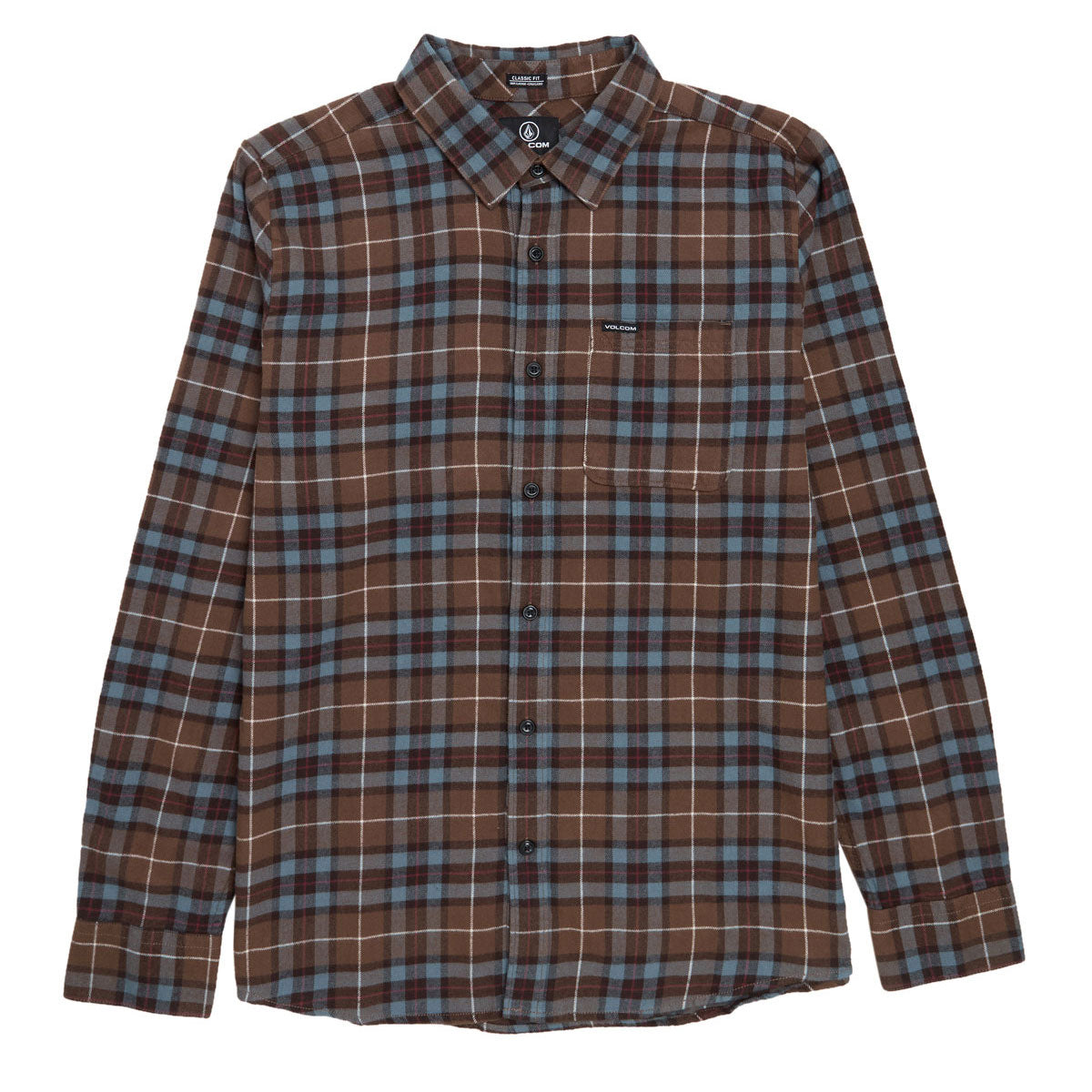 Volcom Caden Plaid Long Sleeve Shirt - Brown Stone image 1