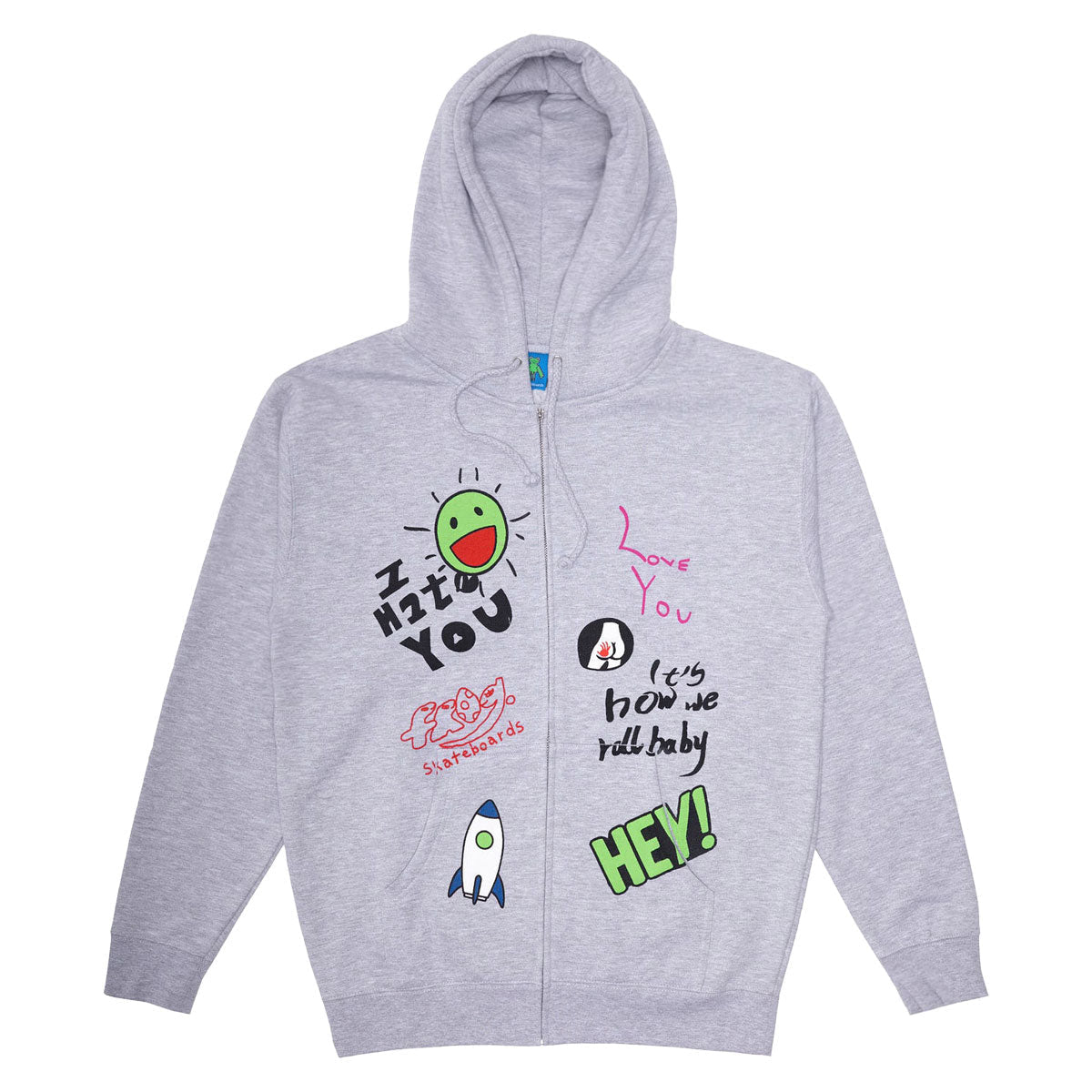 Frog Love/Hate Zip Hoodie - Ash image 1