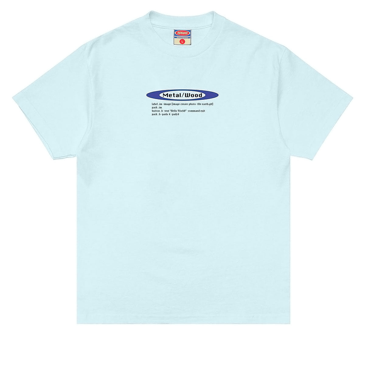 Metalwood Hello World T-Shirt - Baby Blue image 1