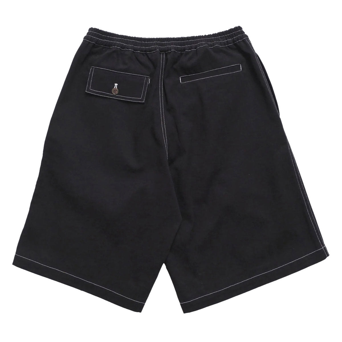 Metalwood Contrast Stitch Elastic Waist Shorts - Black image 2