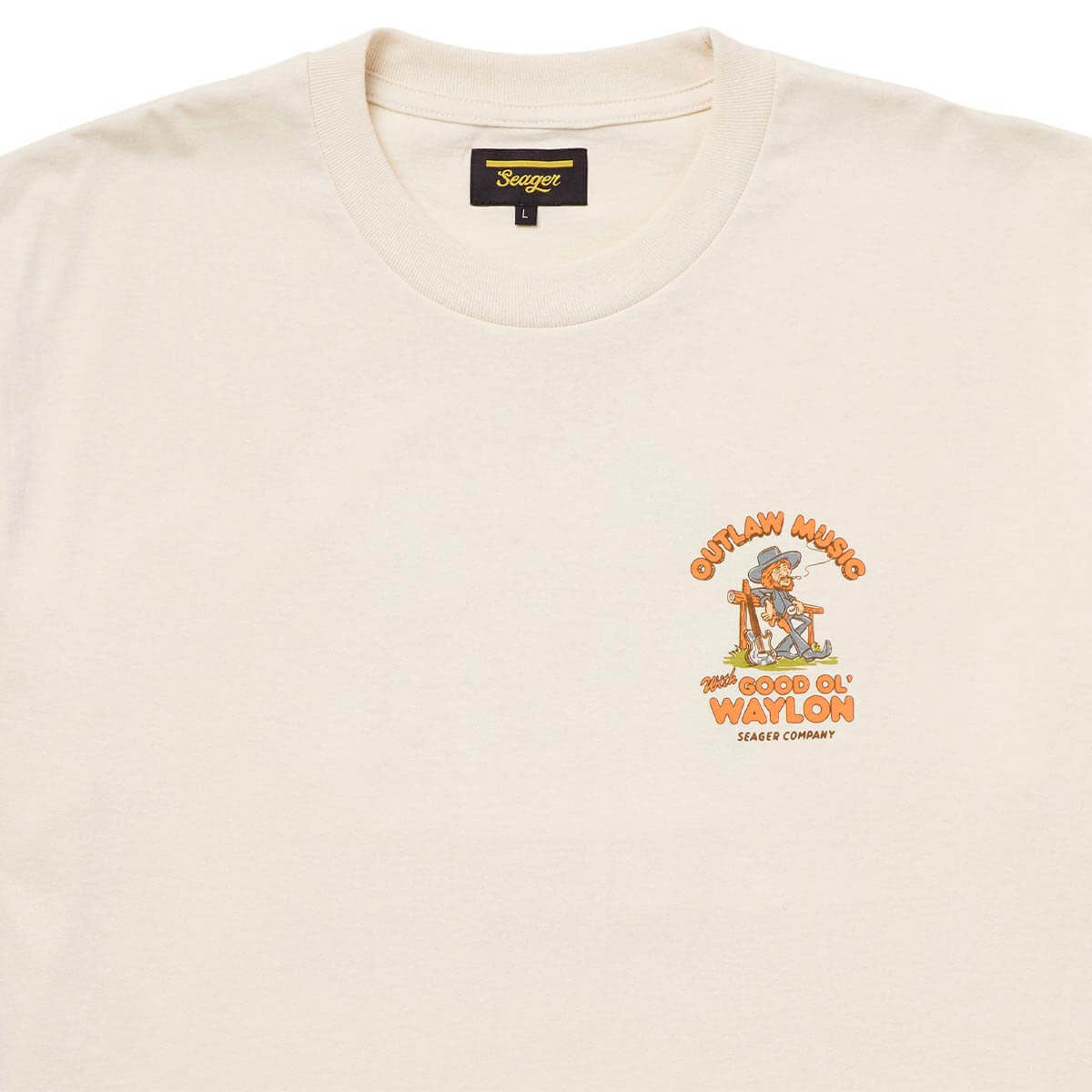 Seager x Waylon Jennings Outlaw T-Shirt - Vintage White image 3