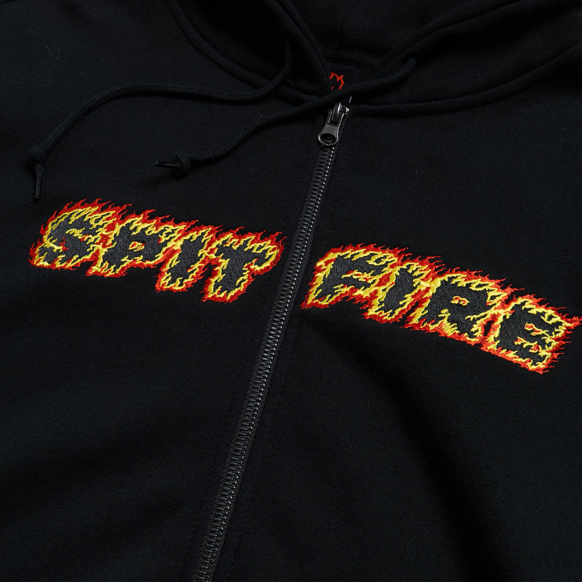 Spitfire Flames Script Zip Up Hoodie - Black image 2