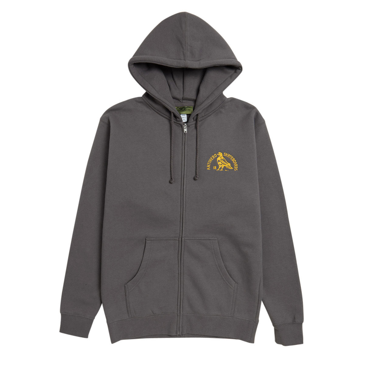 Anti-Hero Rock Dove Emb Zip Up Hoodie - Charcoal/Gold Embroidery image 1
