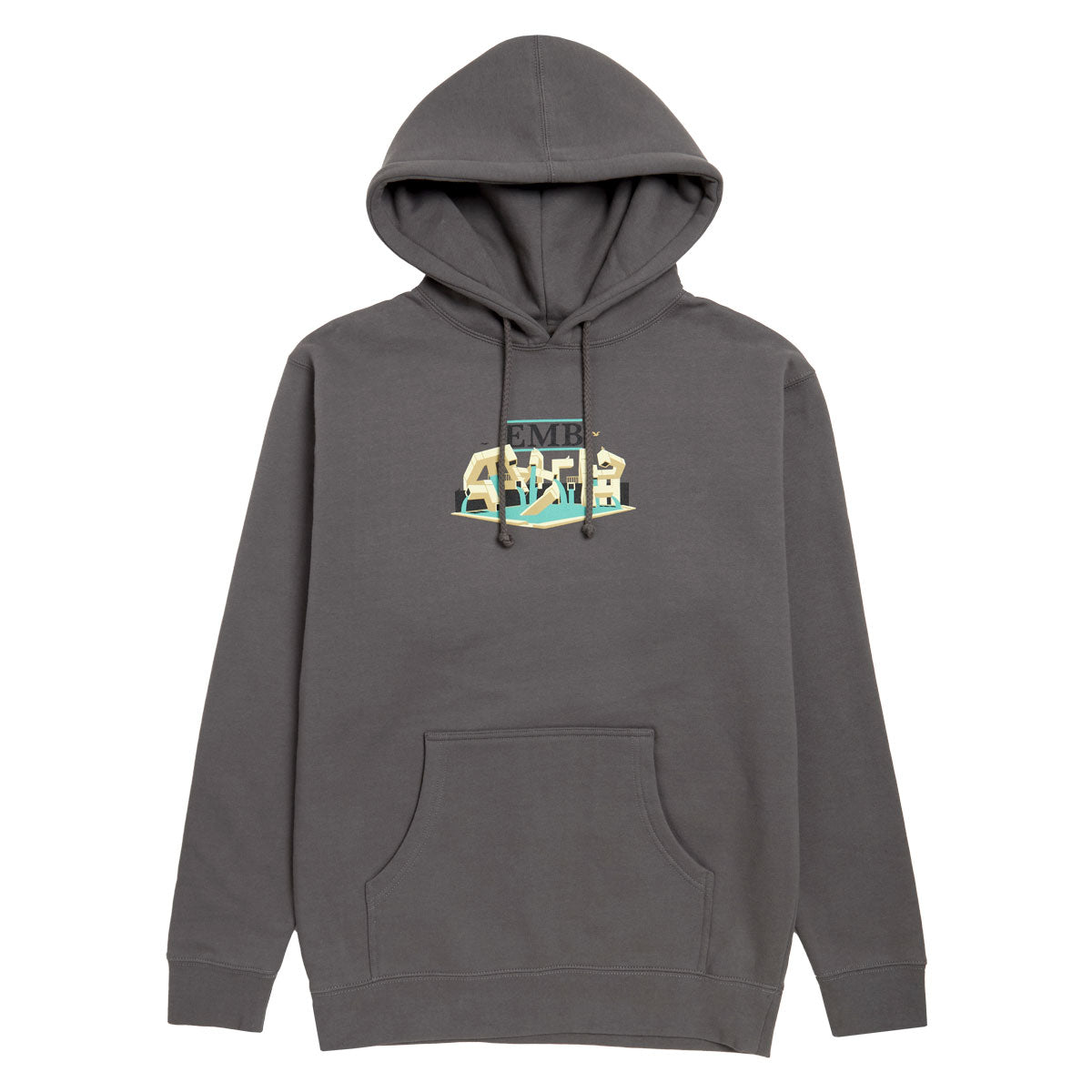 Real Emb Hoodie - Charcoal/Multi Color Print image 1