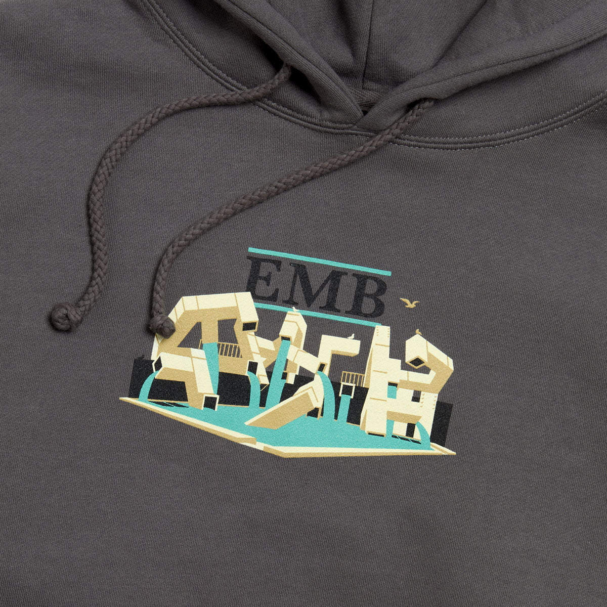 Real Emb Hoodie - Charcoal/Multi Color Print image 2