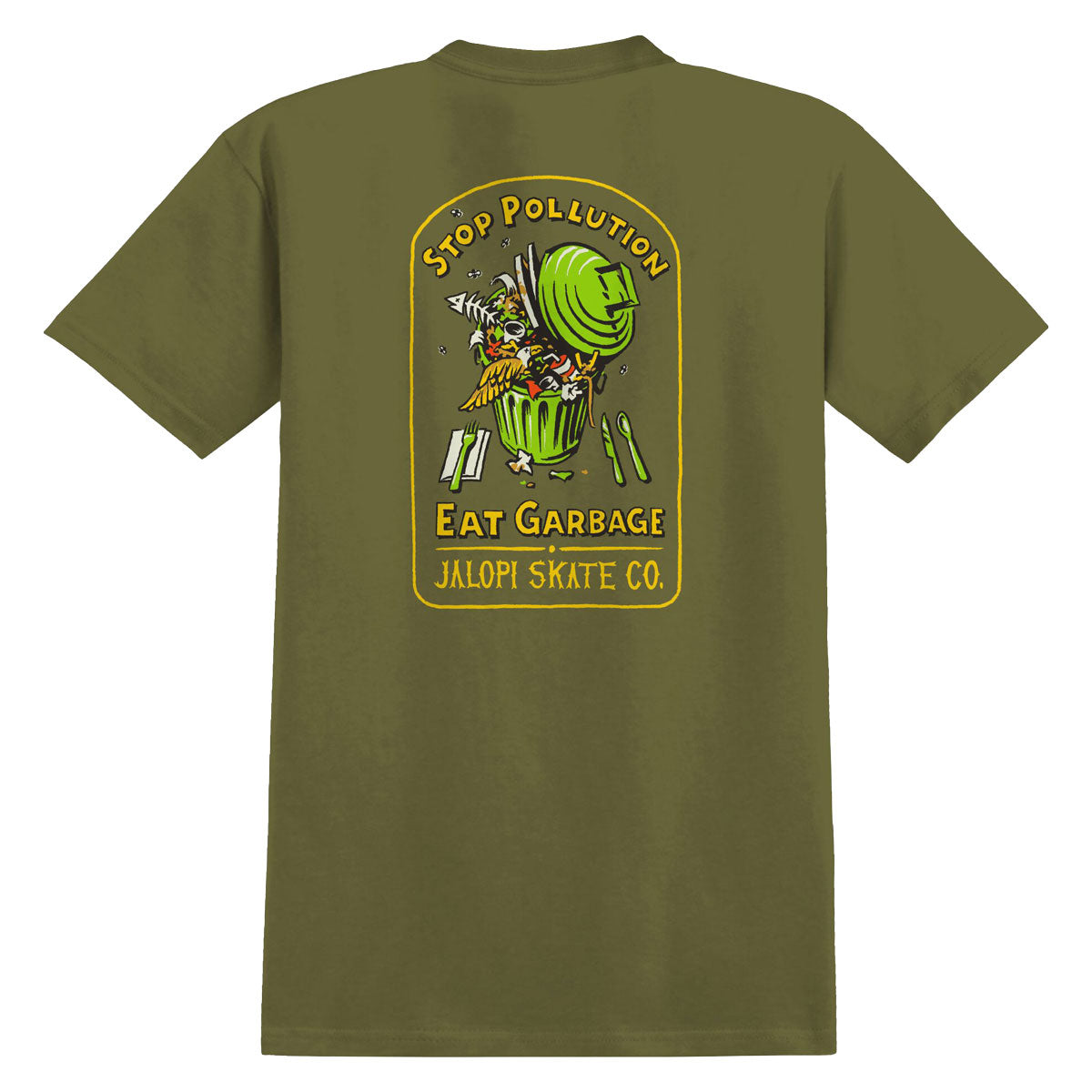 Anti-Hero Stop Pollution T-Shirt - Heather Army image 1